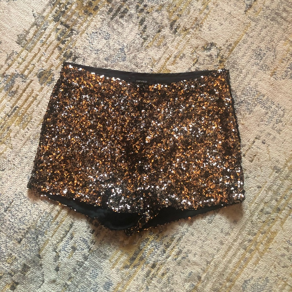 Sequin side zip shorts